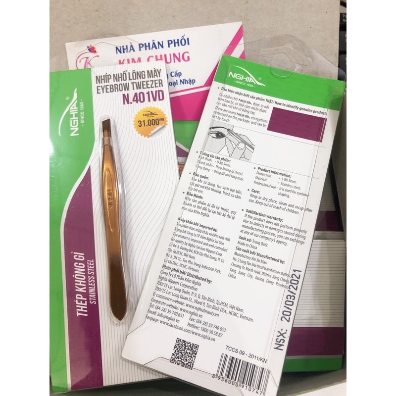 Nhíp Vỉ Giấy Kèm Nghĩa N401 Nhiều Màu Dùng Nhổ Lông Mày, Lông Mũi, Tóc Bạc