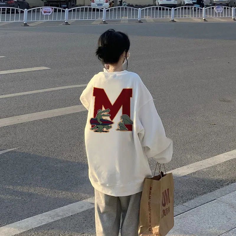 No Pilling Áo Sweatshirt Mỏng Không Có Mũ Trùm Dáng Rộng Phong Cách Mới Mùa Thu 2022