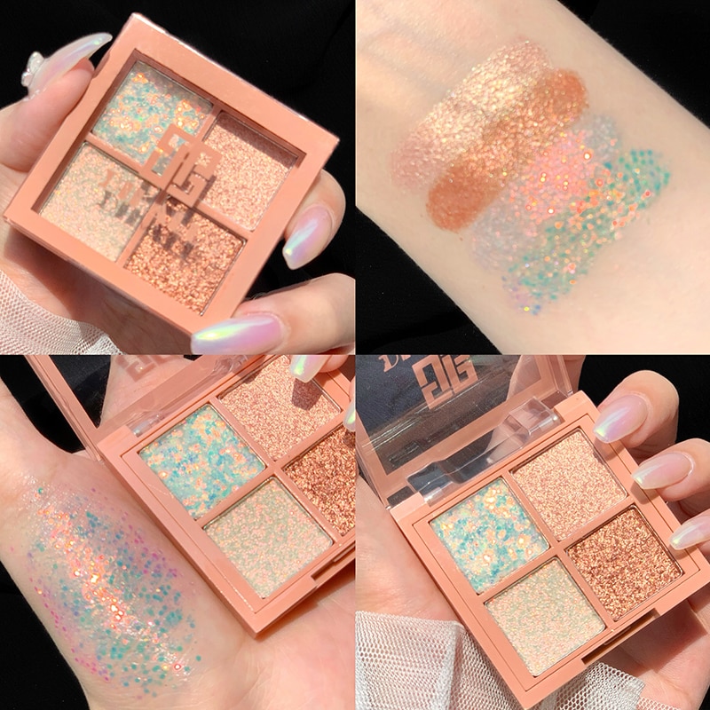 Bảng Phấn Mắt Dikalu 4 Màu Ánh Ngọc Trai Lấp Lánh Chống Thấm Nước Cho Nữ