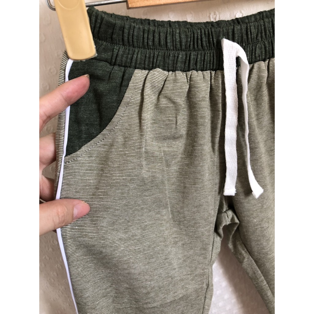 Quần dài kẻ thun cotton co giãn bo ống bé trai - Thu đông 2020
