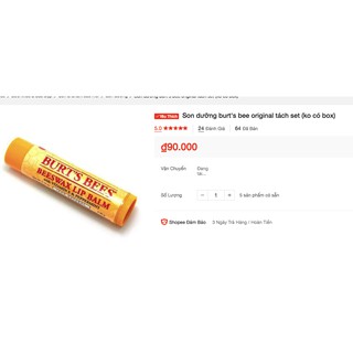 Son dưỡng burt's bee original tách set (ko có box)