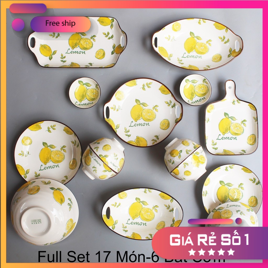 Set Bát Đĩa 🍋QỦA CHANH🍋Bát đĩa ăn cơm ăn mì, decor bàn ăn dễ thương