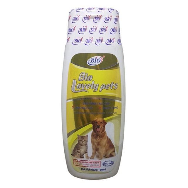 [Giá Rẻ] SỮA TẮM CHÓ MÈO Bio Lovely Pets mượt lông khử mùi hôi Chai 150ml Xuất xứ Việt Nam