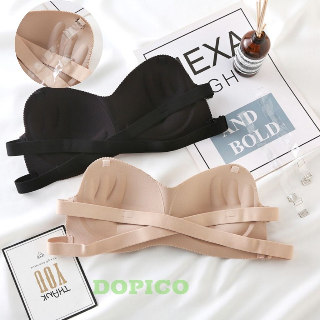 Áo ngực không dây không gọng su nữ, áo bra không dây đệm bàn tay mặc cúp ngực DOPICO  B811