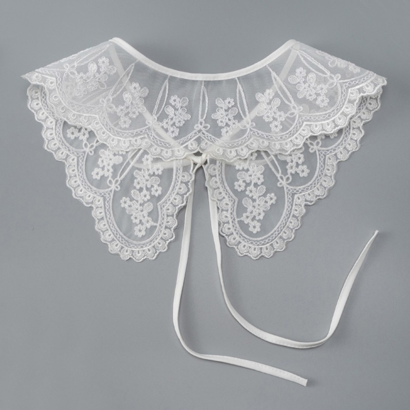 Cổ áo sơ mi giả có thể tháo rời phong cách pháp cho nữ dệt organza