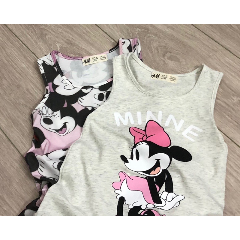 Váy sát nách HM Minnie xám hồng 1-10Y (có ảnh thật)