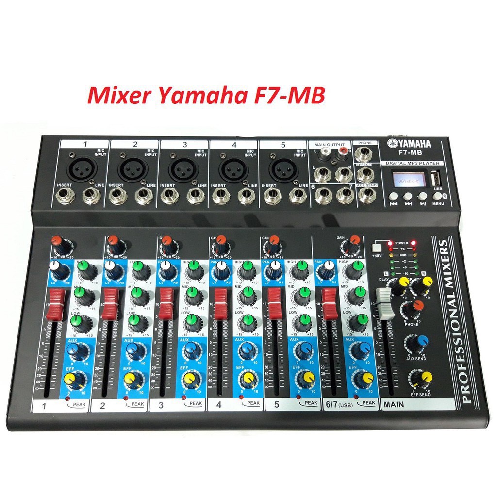 Mixer F7 YAMAHA USB . Tích Hợp Đèn LED Hiển Thị , Chất Âm Cực Hay , Tích Hợp 5 Cổng Cắm Mic . Bảo Hành 12 Tháng