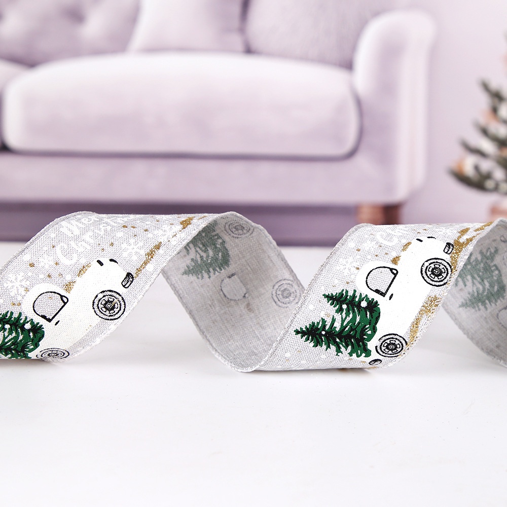 Cuộn Dây Ruy Băng Rộng 5cm In Họa Tiết Nhiều Màu Sắc Dùng Trang Trí Cây Thông Giáng Sinh