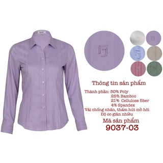 ĐỦ MÀU Áo Thái Hòa vải sợi tre sọc chìm 9037