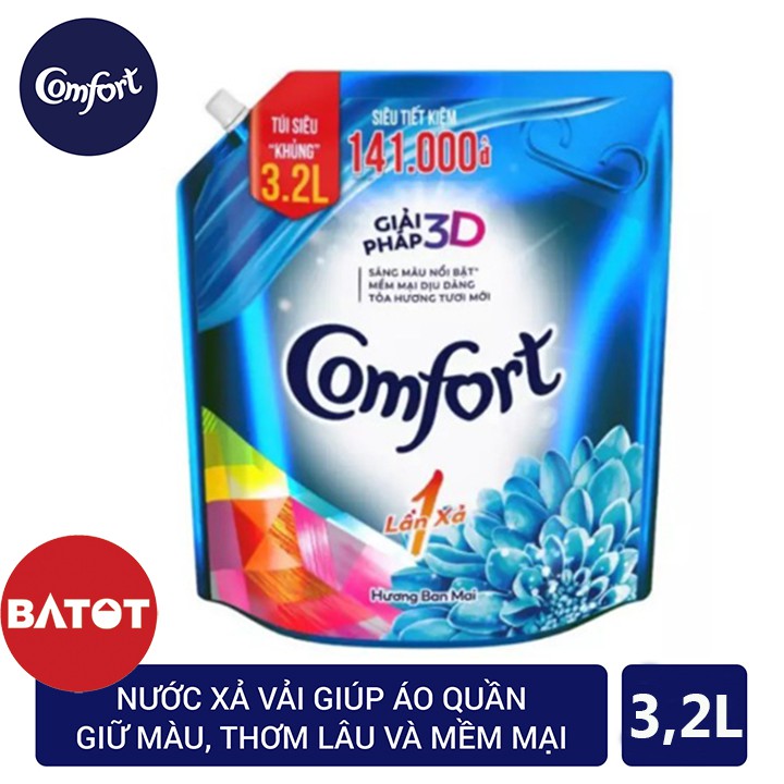 Nước xả vải Comfort Hương nước hoa Thiên nhiên SOFIA túi 3.2L (Vàng đen)