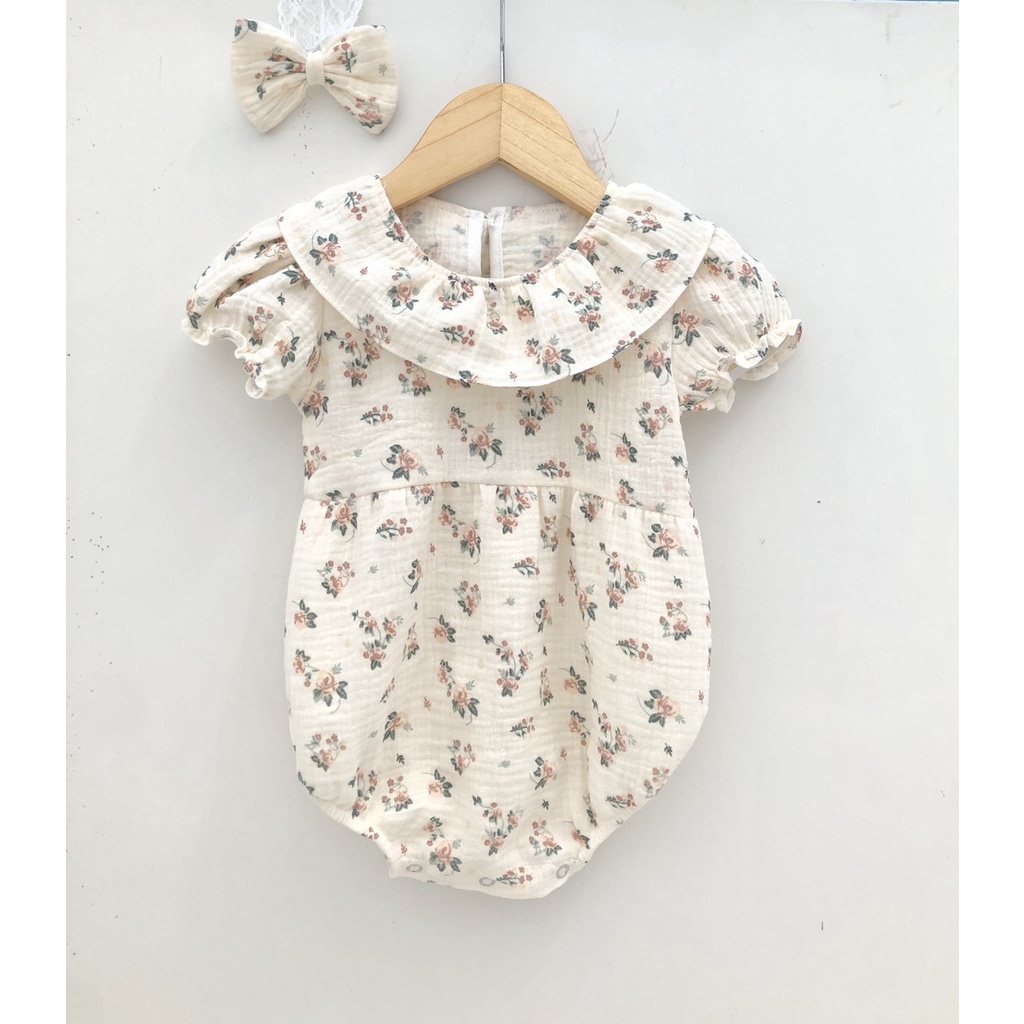 Bodysuit cho bé gái sơ sinh 6 tháng đến 2 tuổi BABY112.VN kiểu hàn quốc chất liệu muslin hoa nhí mát mịn B005