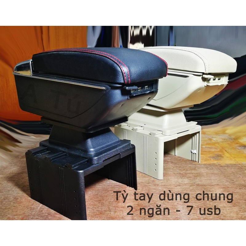 Hộp tỳ tay dùng chung cho các loại xe ô tô có cổng cắm USB đủ 3 màu đen, kem, ghi