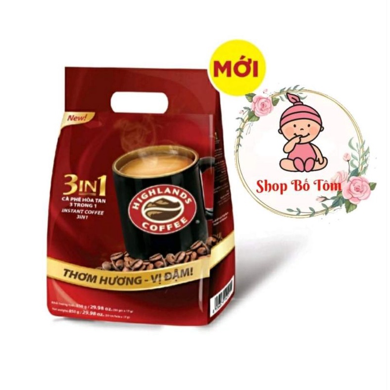 Cà phê hòa tan Highlands Coffee 3in1 bịch 50 gói x17g