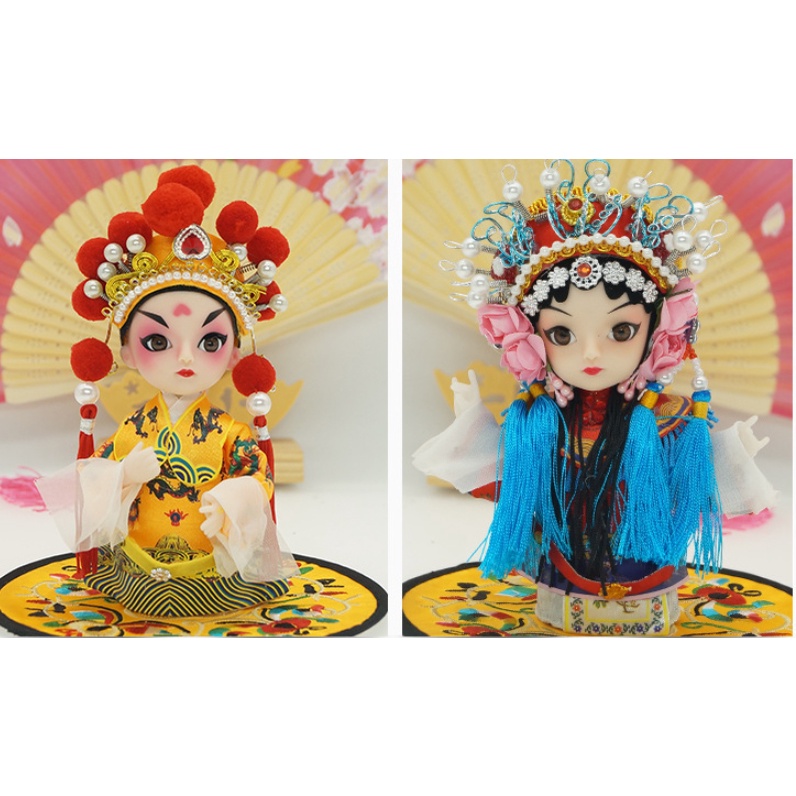Tượng cổ trang búp bê kinh kịch trang trí bằng vải lụa thủ công trưng bày hoặc quà tặng