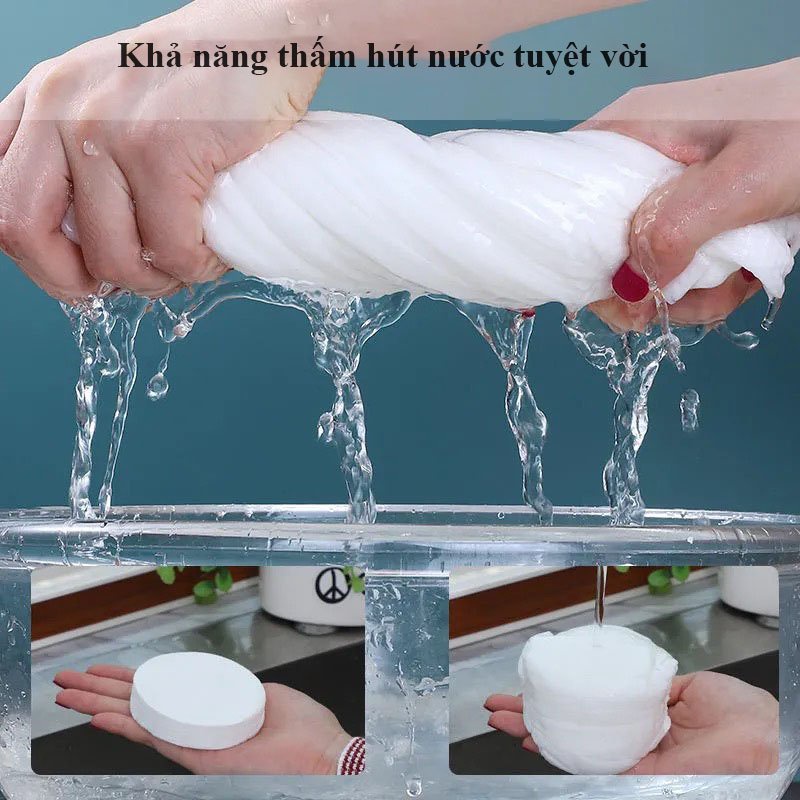 Khăn Tắm Nén Du Lịch Dùng Một Lần 140cm x 70cm 100% Cotton Cao Cấp Tự Nhiên