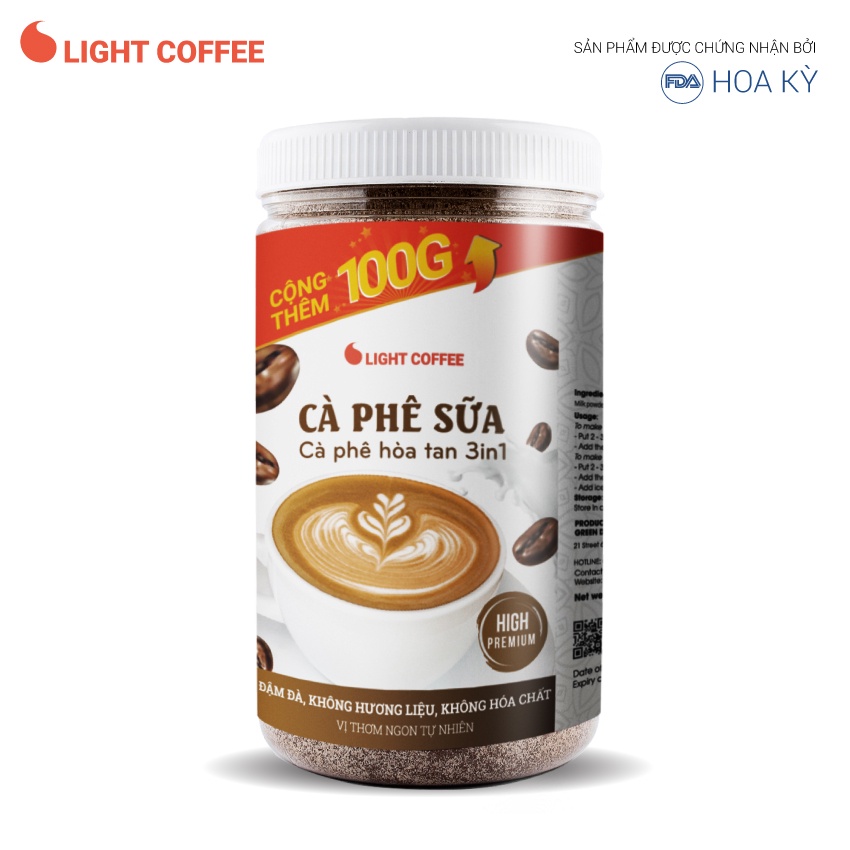 [Mã BMBAU50 giảm 7% đơn 99K] Cà phê sữa hòa tan 3in1 Light Coffee không hương liệu, vị cà phê đậm đà - Hủ 600gr