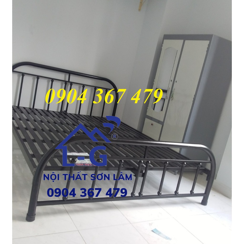 Giường ngủ bằng sắt giá rẻ - giường bi đen 1m4