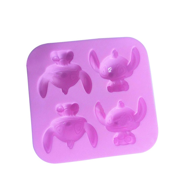 Khuôn Làm Bánh 4 Ngăn Tạo Hình stitch Bằng Silicone DIY