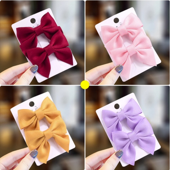 Set 2 kẹp tóc, Kẹp Nơ dễ thương nhiều màu Pastel cho bé gái xinh xắn dễ phối đồ mẫu mới nhất