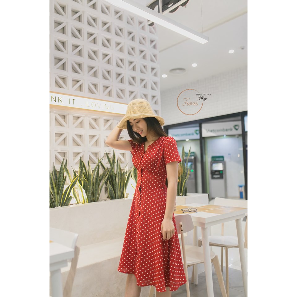 Đầm maxi đỏ chấm bi | BigBuy360 - bigbuy360.vn