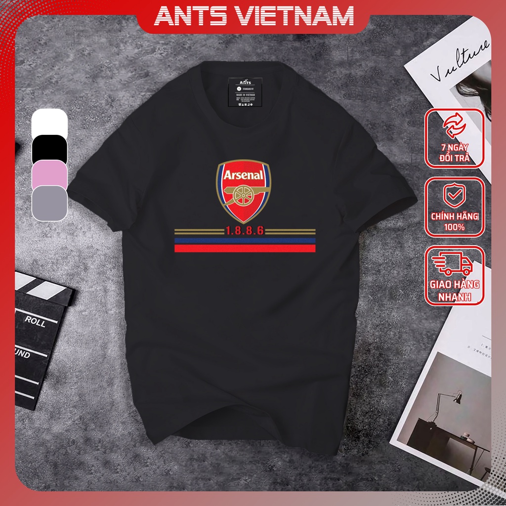 Áo thun thiết kế CLB Arsenal, vải cotton dày dặn co giãn thoáng mát, thấm hút mồ hôi, có 4 màu để chọn lựa