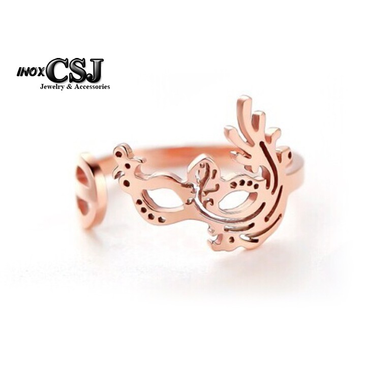 NHẪN TITAN MẶT NẠ FREE SIZE MÀU HỒNG siêu đẹp - tặng hộp đựng nhẫn xinh xắn