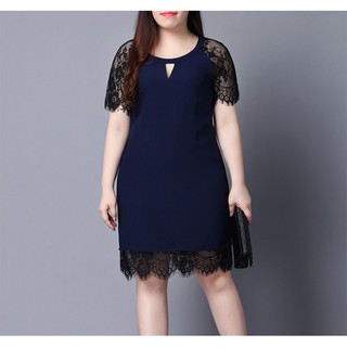 Váy yumi cổ khoét V nhỏ phối ren người béo mập
