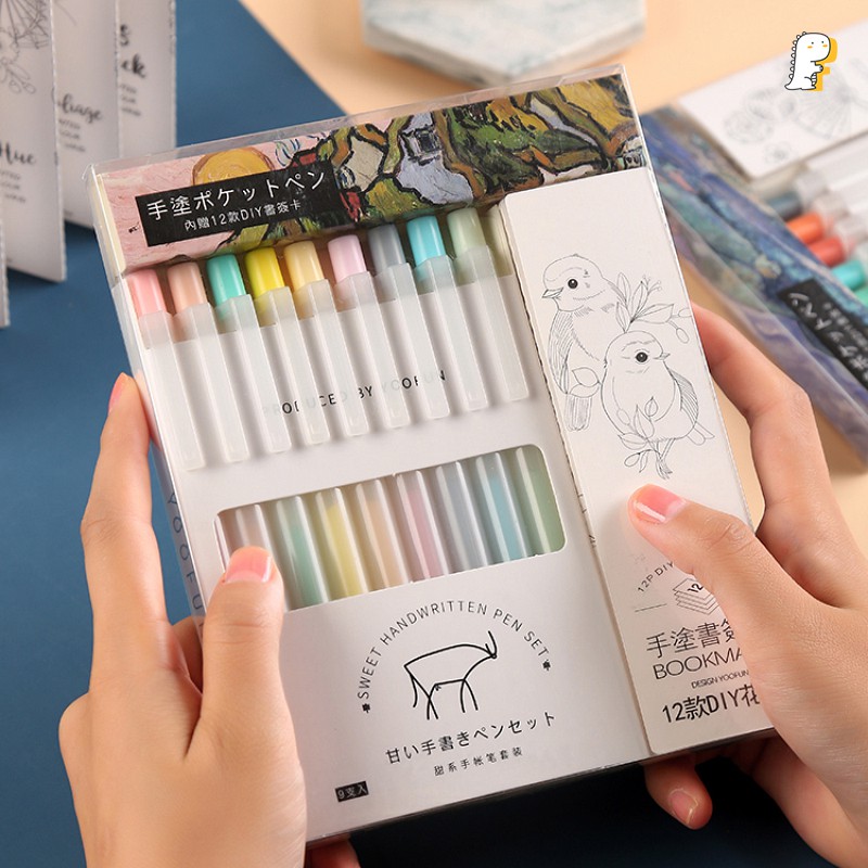 Set 9 bút gel màu Yoofun kèm bookmark