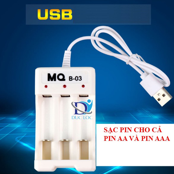 Bộ sạc pin tiểu, pin đũa (pin AA, pin AAA) MQ B-03 cổng USB