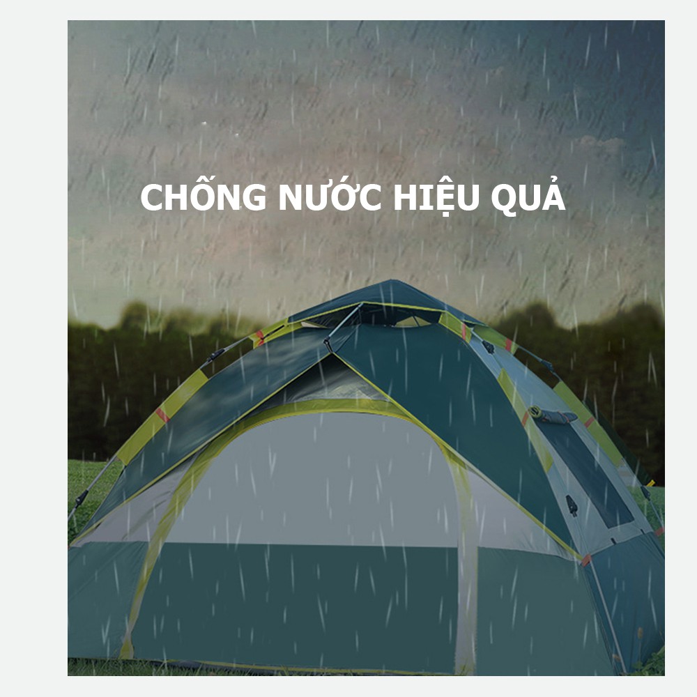 Lều cắm trại tự bung, lều phượt du lịch tự bung dành cho 4-6 người, chống nước, tia bức xạ, thông gió 2 chiều