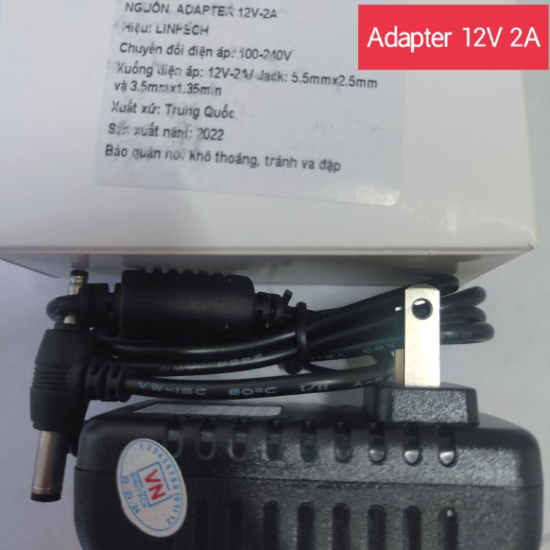 Cục nguồn adapter DC 5V,9V,12V 2A ra 2 đầu jack chân kim 3.5x1.35 và chân To 5.5x2.5. Adaptor tương thích đa thiết bị