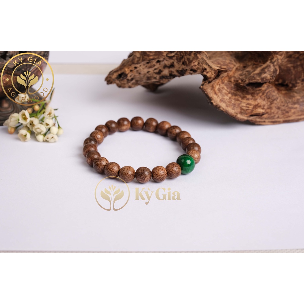 Vòng Tay Trầm Hương Kỳ Gia 21 Hạt 8 Li Phối Charm Phong Thủy Cao Cấp- Sang Trọng