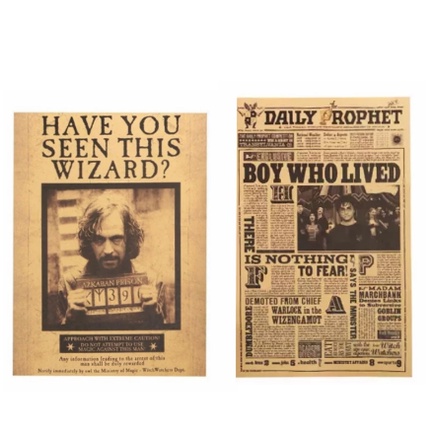 Tấm poster giấy các tông trang trí hình Harry Potter