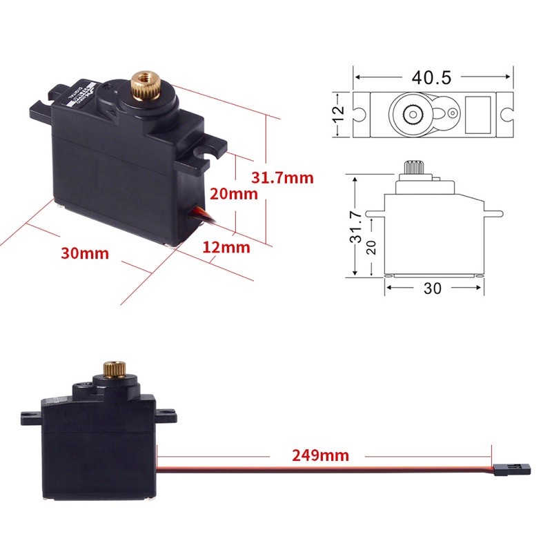 Servo bánh răng kim loại JX PDI 1171MG 17g cho robot, xe, tàu điều khiển từ xa