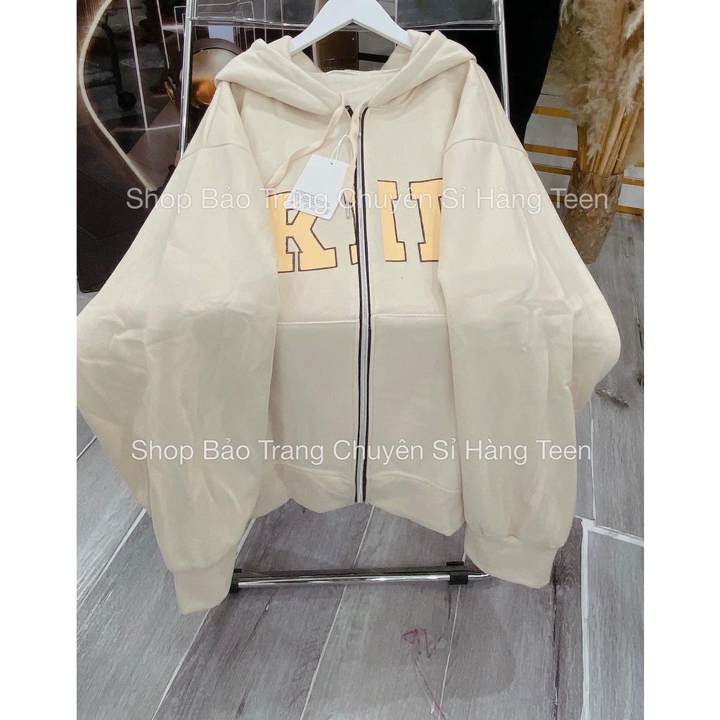 Áo Khoác Hoodie Nỉ Mũ 2 Lớp Chữ KID Phong Cách Hàn Quốc Ulzzang Form Rộng Unisex Nam Nữ