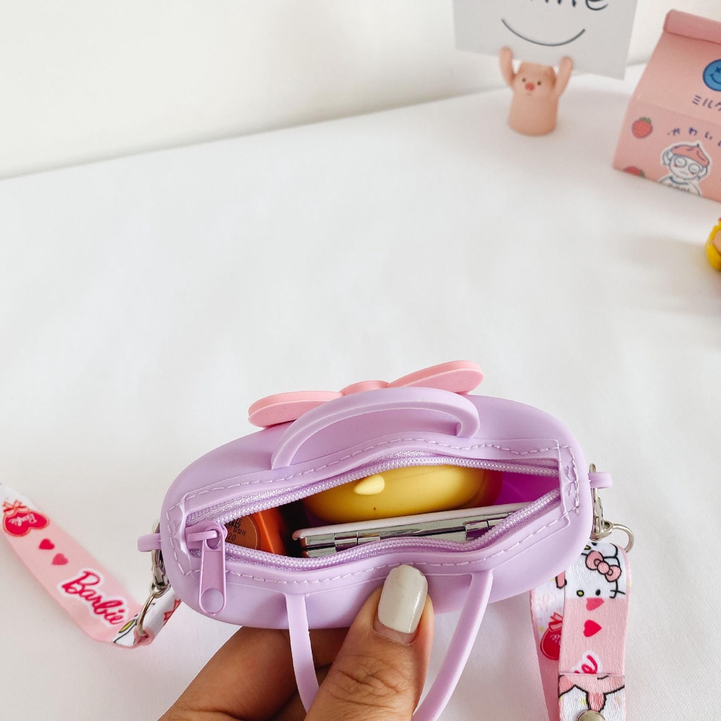 Túi Đeo Chéo Silicon Cho Mẹ Và Bé Cực Yêu Kitty Vịt Xinh Xắn