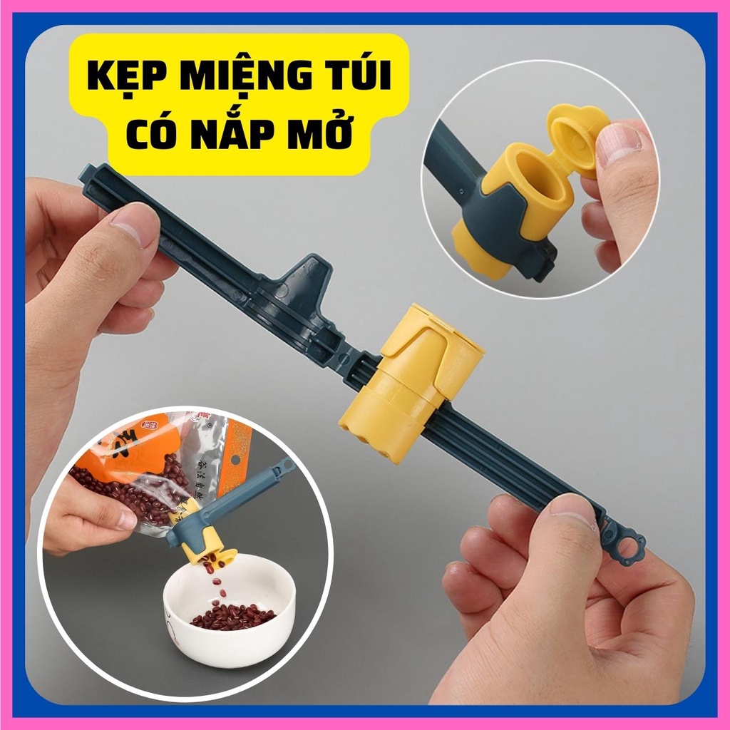 Kẹp Miệng Túi Gói Thực Phẩm Có Nắp Mở Tiện Lợi, Kẹp Khóa Kín Bảo Quản Đồ Ăn