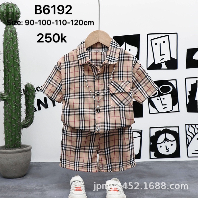 Đồ bộ bé trai sọc carô B6192