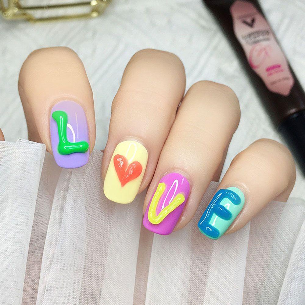 QQMALL Gel Sơn Móng Tay 7 Màu Sắc Kẹo Ngọt Trong Mờ 5D Phong Cách Hàn Quốc