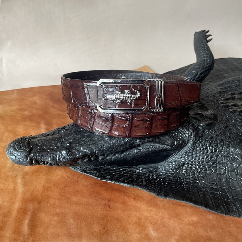 Dây Nịt Cá Sấu Thắt Lưng Nam Da Cá sấu Thật Da Liền Gai Nguyên Con ST380 Size Rộng 3.8cm Bảo Hành 24 Tháng Full Hộp
