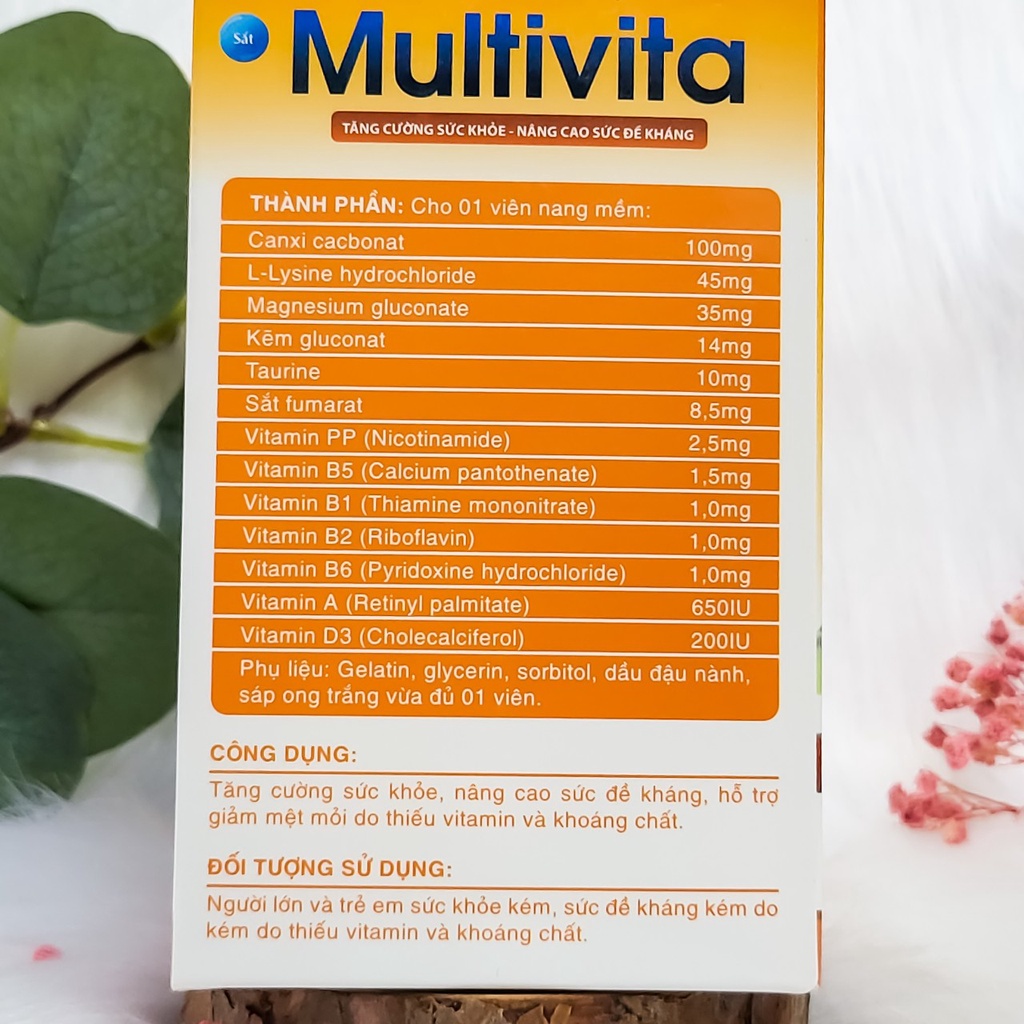 Viên uống bổ sung vitamin và khoáng chất tăng sức đề kháng Sadipha Multivita Extra hộp 100 viên
