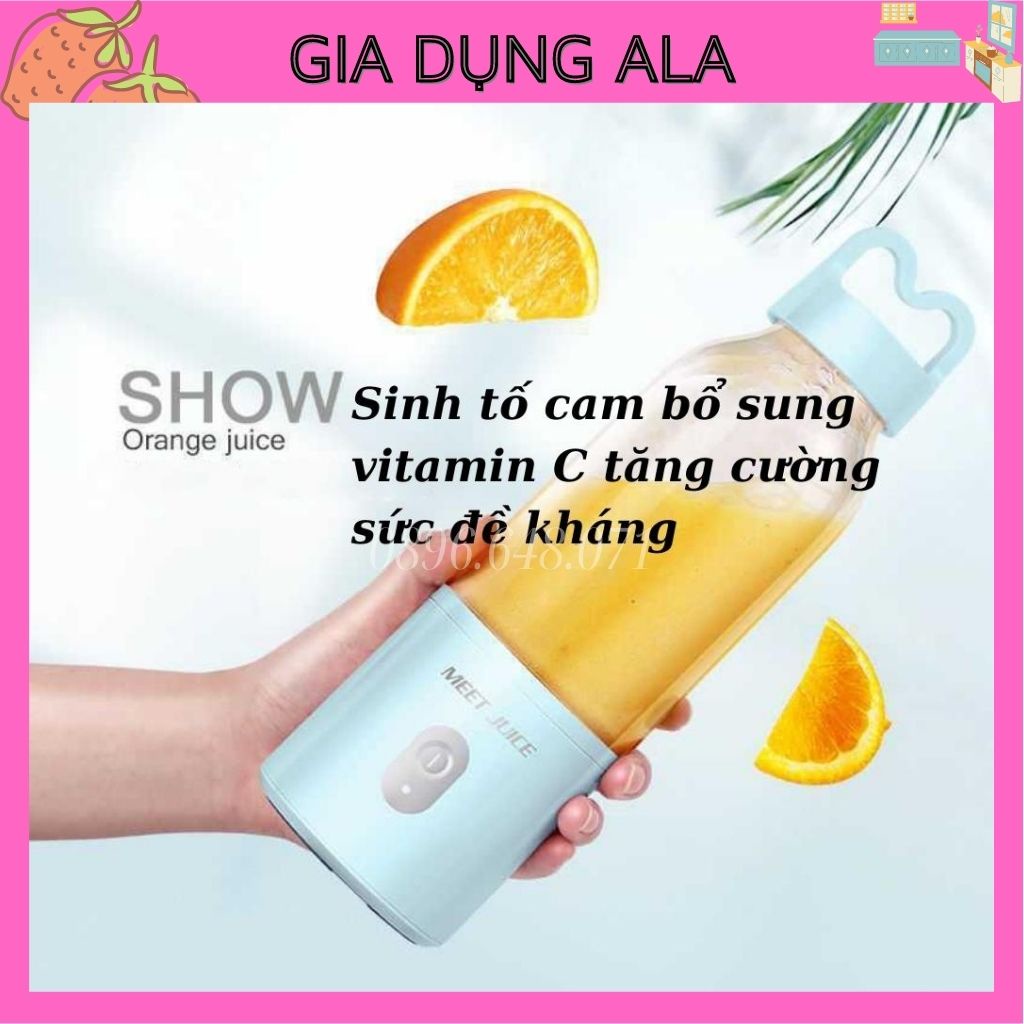 Máy Xay Sinh Tố Cầm Tay Đa Năng Mini Hoa Quả Trái Cây 500ml, Máy Say Sinh Tố Cực Nhanh 9s Cao Cấp