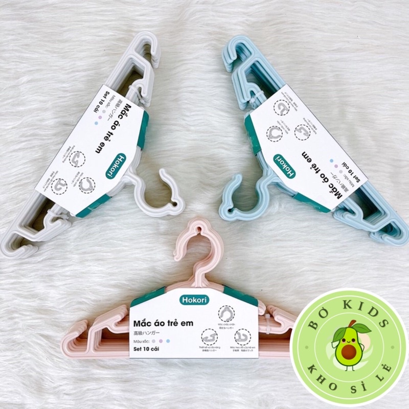 Set 5 Móc Treo Quần Áo Nhựa Việt Nhật 2 size cho người lớn, trẻ em -Mắc nhũ treo quần áo, móc phơi đồ 2830/2815