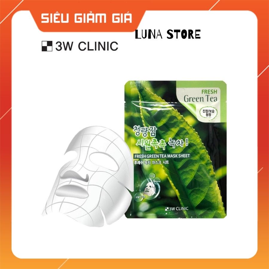 Mặt nạ giấy - Mask dưỡng trắng da dưỡng ẩm chiết xuất từ thiên nhiên 3W CLINIC Hàn Quốc 23ml [ Lẻ 1 Miếng ]