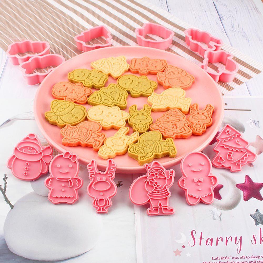 Set 1 / 6 Khuôn Cắt Bánh Quy Tạo Hình Chủ Đề Giáng Sinh 3D Dễ Thương
