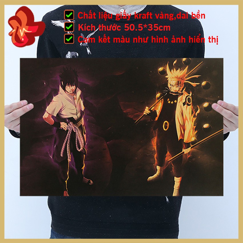 [ B028 ] Tranh trang trí tổng hợp nhân vật Naruto - Sasuke Poster tấm áp phích treo tường giấy Kraft