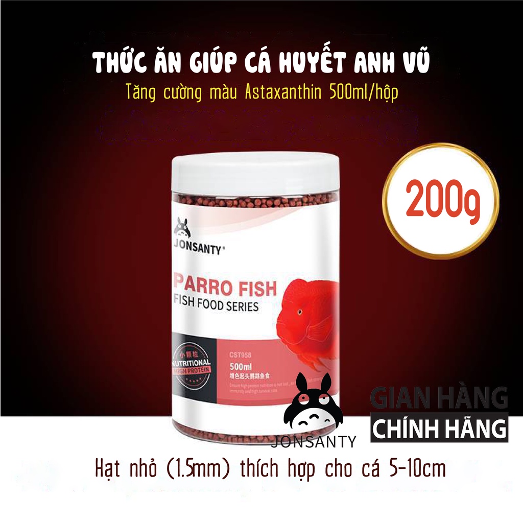 Thức ăn cá hãng JONSANTY bổ sung các nguyên tố vi lượng cần thiết để tăng màu nhanh, lên màu đỏ sau 7 ngày