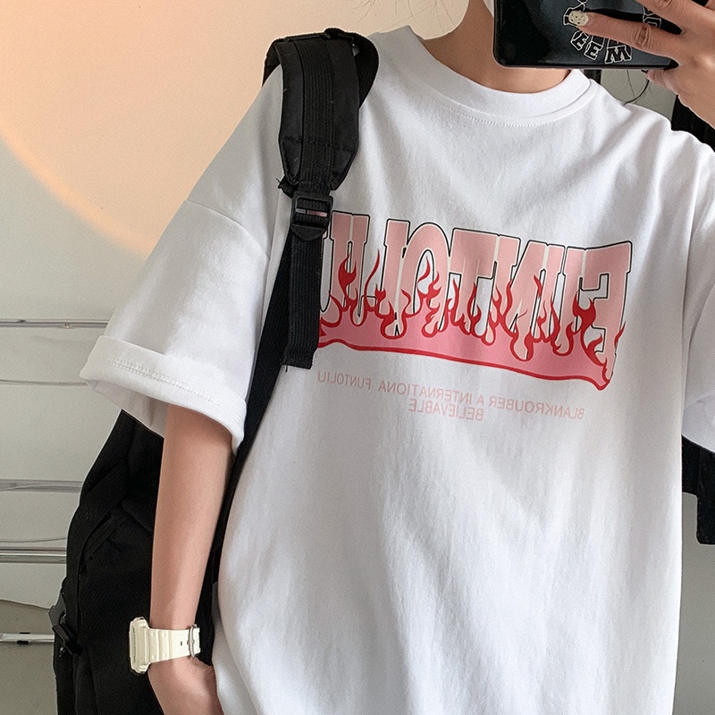 Áo Thun Tay Ngắn Dáng Rộng In Chữ Thoải Mái Thời Trang Mùa Hè Cho Nam Và Nữ