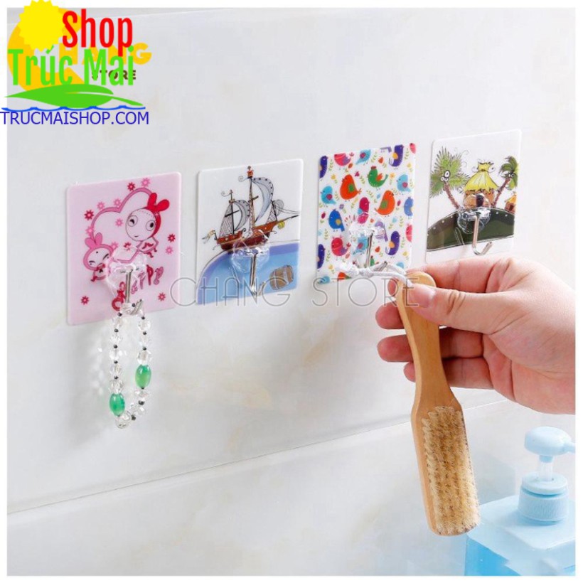 Móc Dán Tường Treo Đồ Họa Tiết 3D Siêu Dính Chịu Lực Tốt