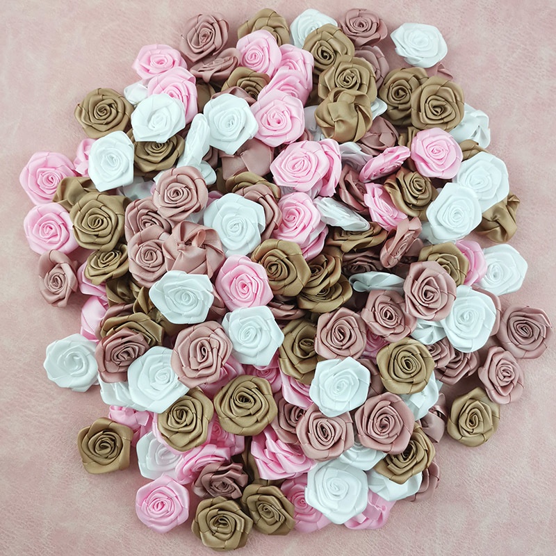 Set 30 Bông Hoa Hồng Vải Satin Kích Thước 40mm